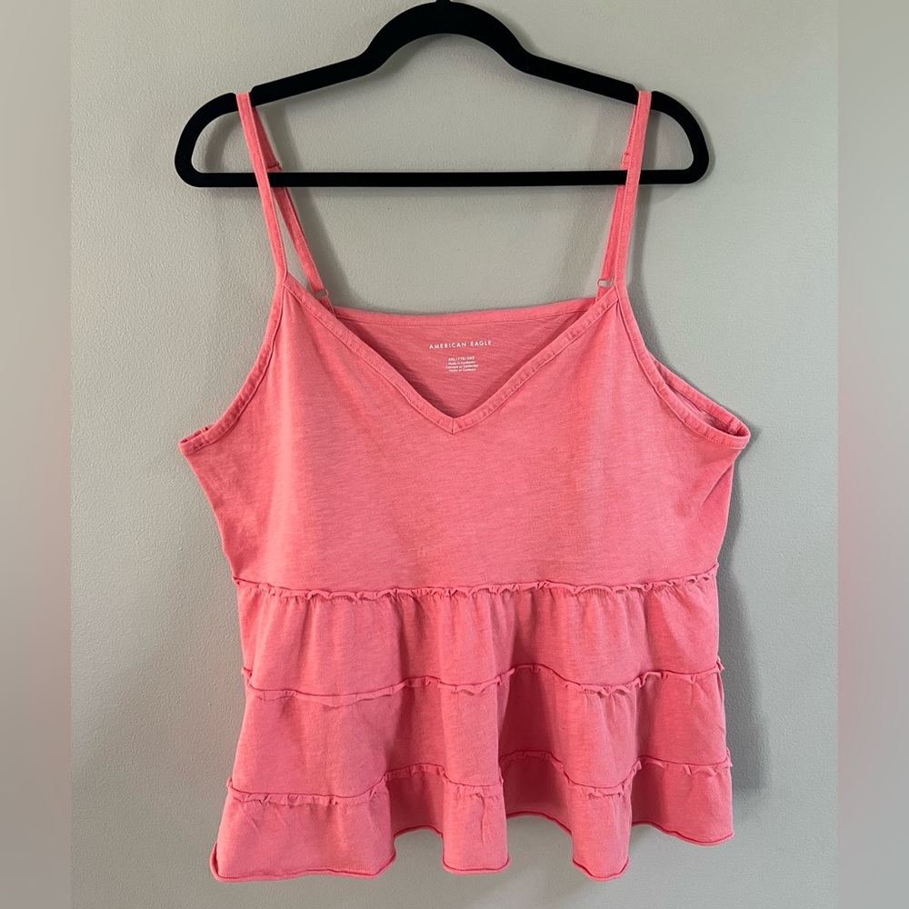 American Eagle Outfitters Pink Tiered Tank Top